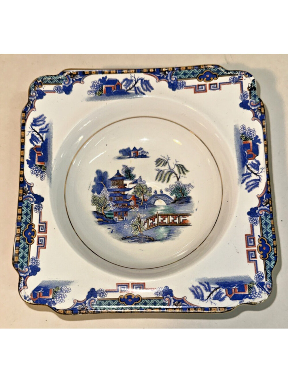 Vtg Chintz Sq Dish Made in England Can't read the stamp Lovely Serving Piece
